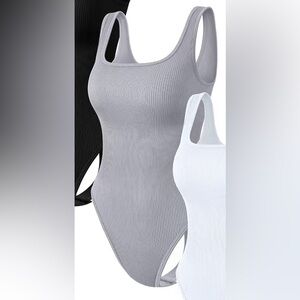 NWOT - QQQ Ribbed Shapewear Thong Bodysuit (Grey)